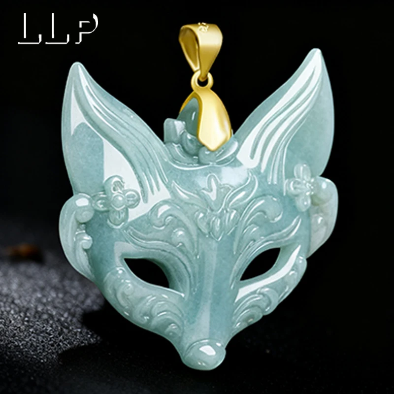 

Natural Jade Fox Mask Pendant S925 Silver Inlaid Fashionable Mascot For Men And Women Festival Gift