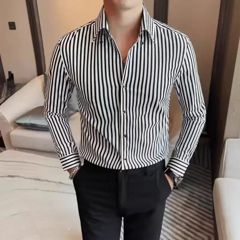 Elegant Mens Shirts Long Sleeves Shirts Man High Quality a Fashion Luxury Men's Clothing Korean Reviews Clothes Check Shirt