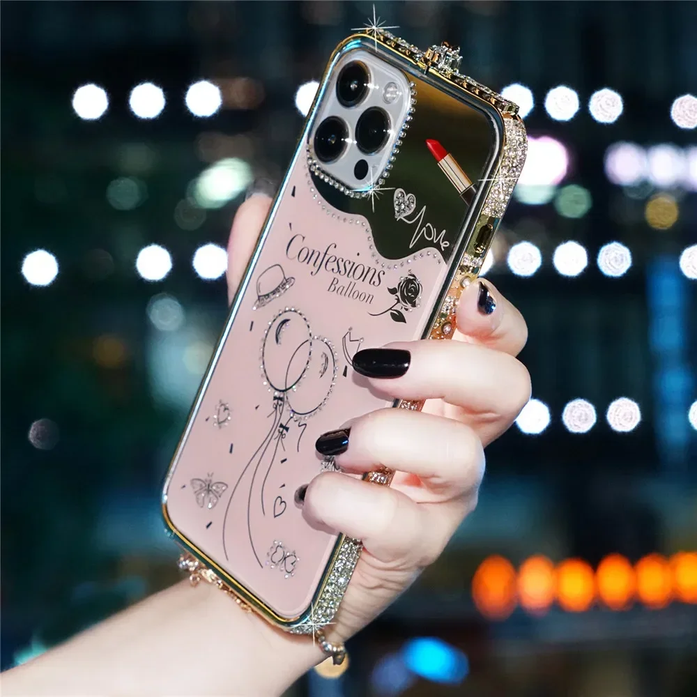 For iPhone 11 14 15 Pro Max 7 8 14 15 Plus SE X Xr Xs Max 12 13 Pro Max Case Glitter Rhinestone Metal Bumper Case Diamond Cover