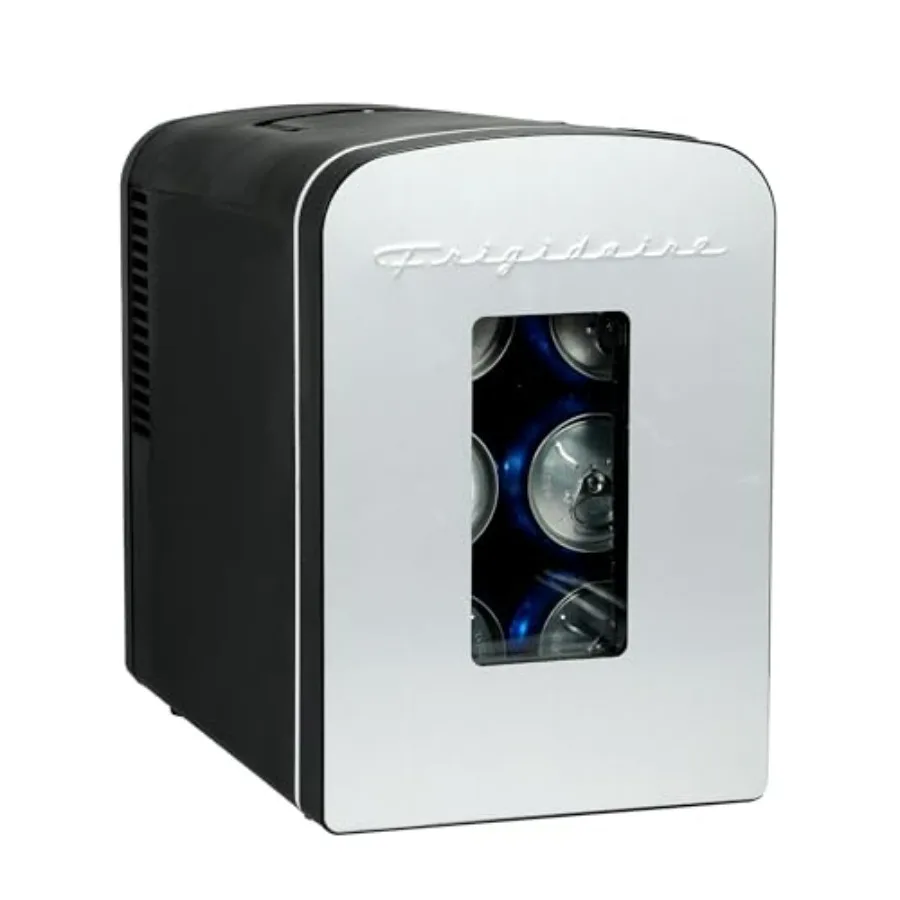 

Портативный мини-холодильник на 9 банок, 5 л, из матовой нержавеющей стали, прочный, с прозрачной стеклянной дверцей