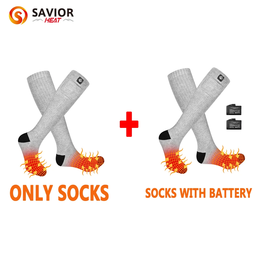 Savior Heat Battery Electric Heated Socks Warm Outdoor Sports Rechargeable Winter Thermal Socks Compression Stockings Men Women