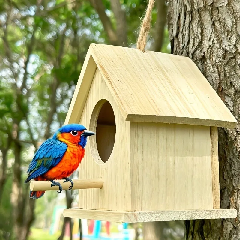 1/2/4Pcs Wooden Bird House Nest Bird Breeding Box Country Hanging Birdhouse Cabin for Garden Finch Hummingbird Swallow Cardinals