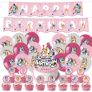 Bluey Tema Dekorasi Pesta Ulang Tahun Balon Pesta Perayaan Peralatan Makan Sekali Pakai Piring Cangkir Set Pesta Anak Baby Shower 6 balon biru penjualan terbaik - №