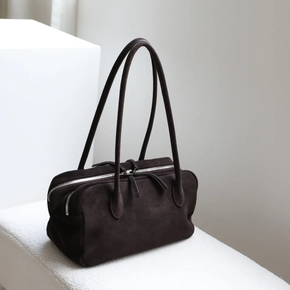Premium Retro Commuter Matte Cowhide Handbag Simple Large Capacity Leather Underarm Texture Unique Fashion Simple Versatile