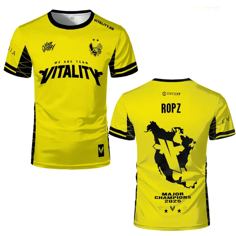 CSGO 2025 Austin Major Team Vitality Uniform CS2 Pro League Club Training Jersey Men's And Women's Custom Commemorative T-shirts