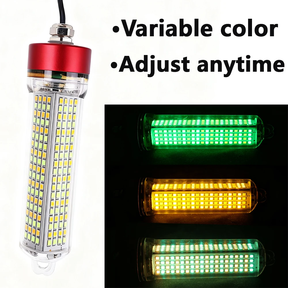 

1 pc color changing underwater fishing light, outdoor underwater lighting, USB interface green, white, yellow integrated light
