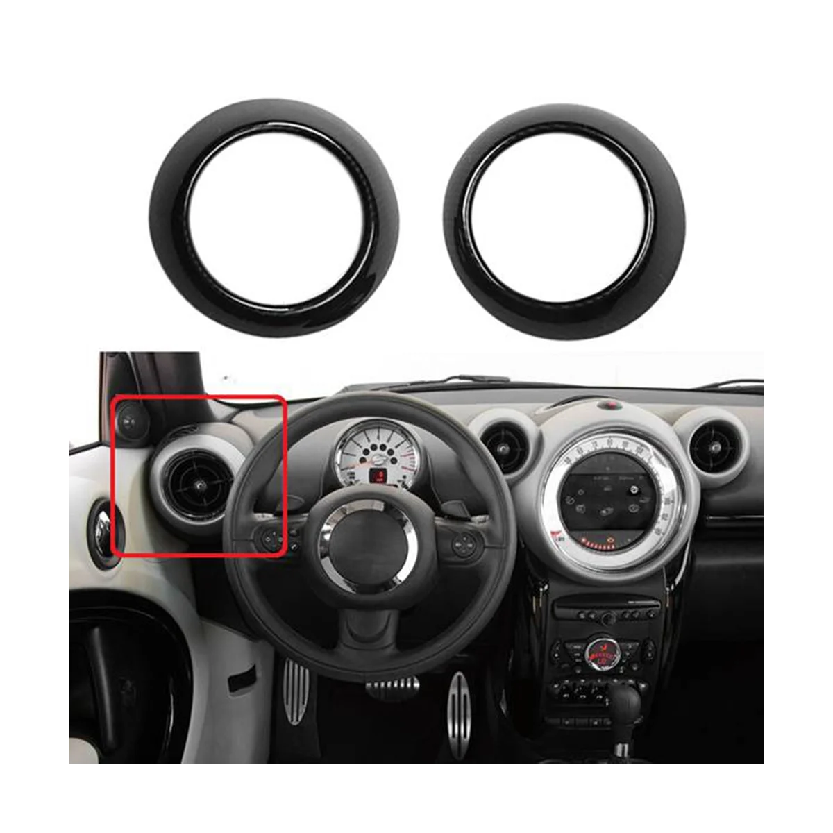 Car ABS Carbon Fiber Interior Dashboard Side Air Vent Outlet Cover Trim for 2011-2016 MINI Countryman R60