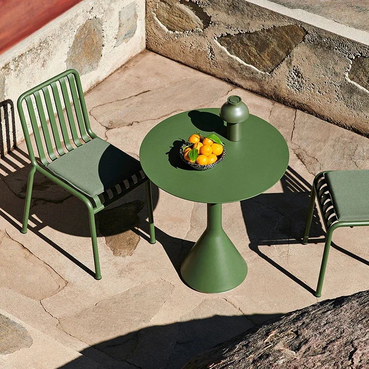 

Outdoor Metal Patio Set Outdoor Round Tea Table Set for Leisure, Dining, Garden and Restaurants