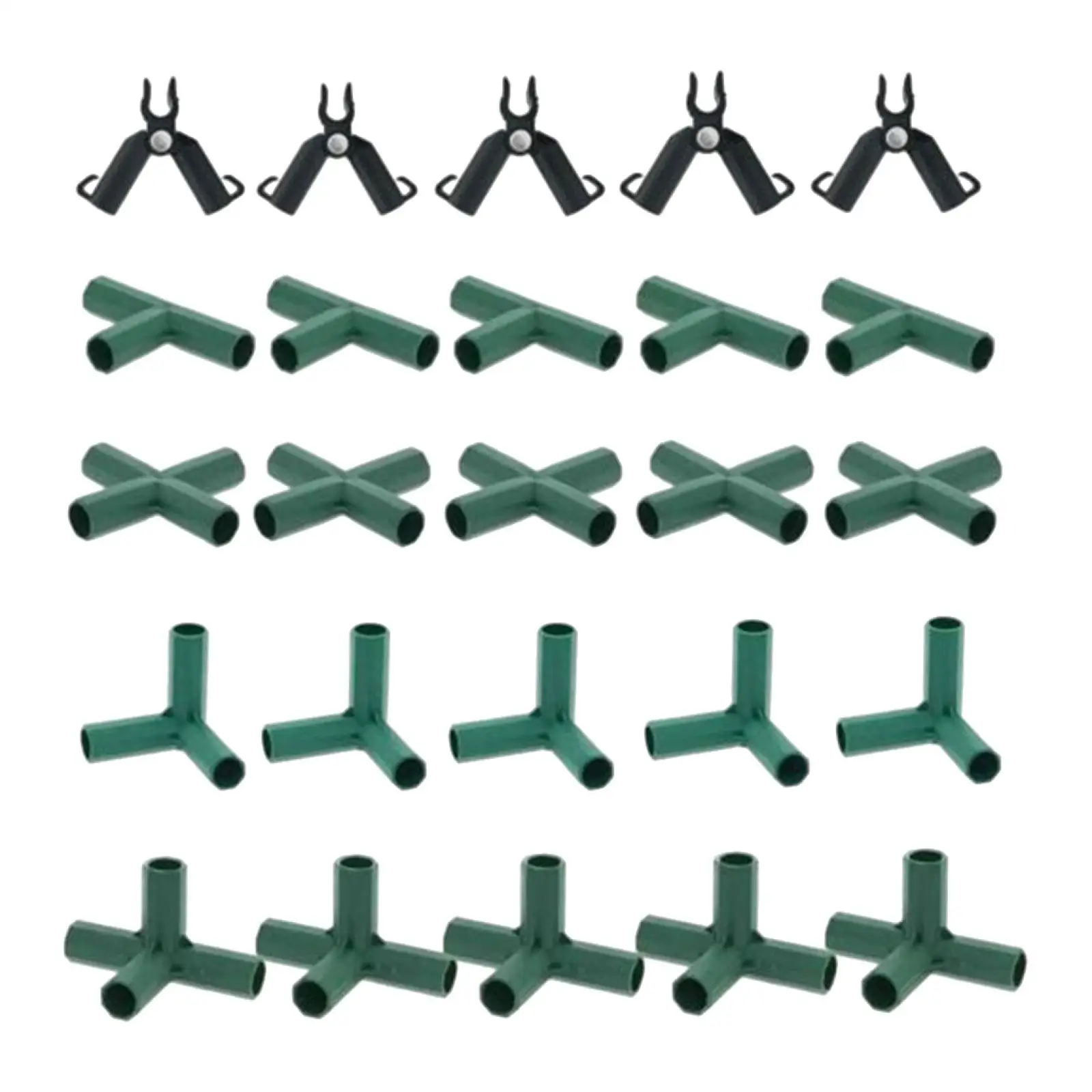 20Pcs Pipe Fitting Gardening Bracket Joint 11mm 5 Types PVC Fittings Greenhouse Bracket Joint Connectors for Plant Stakes