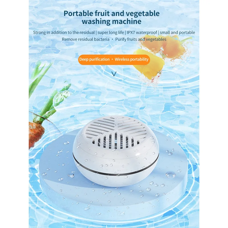 Wireless Fruit Vegetable Purifier Waterproof Fruit Vegetable Washing Machine Fruits USB Charging Food Cleaner Machine CX
