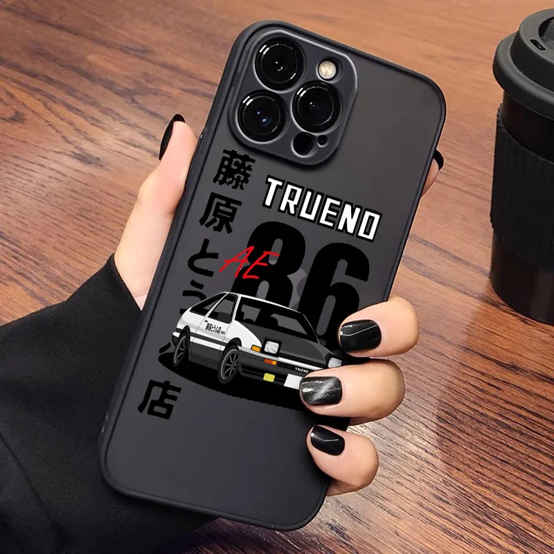 Initial D Anime For iPhone 15 Ultra 14 13 12 11 Mini XS XR X 8 7 Pro Max Plus Frosted Translucent Phone Case