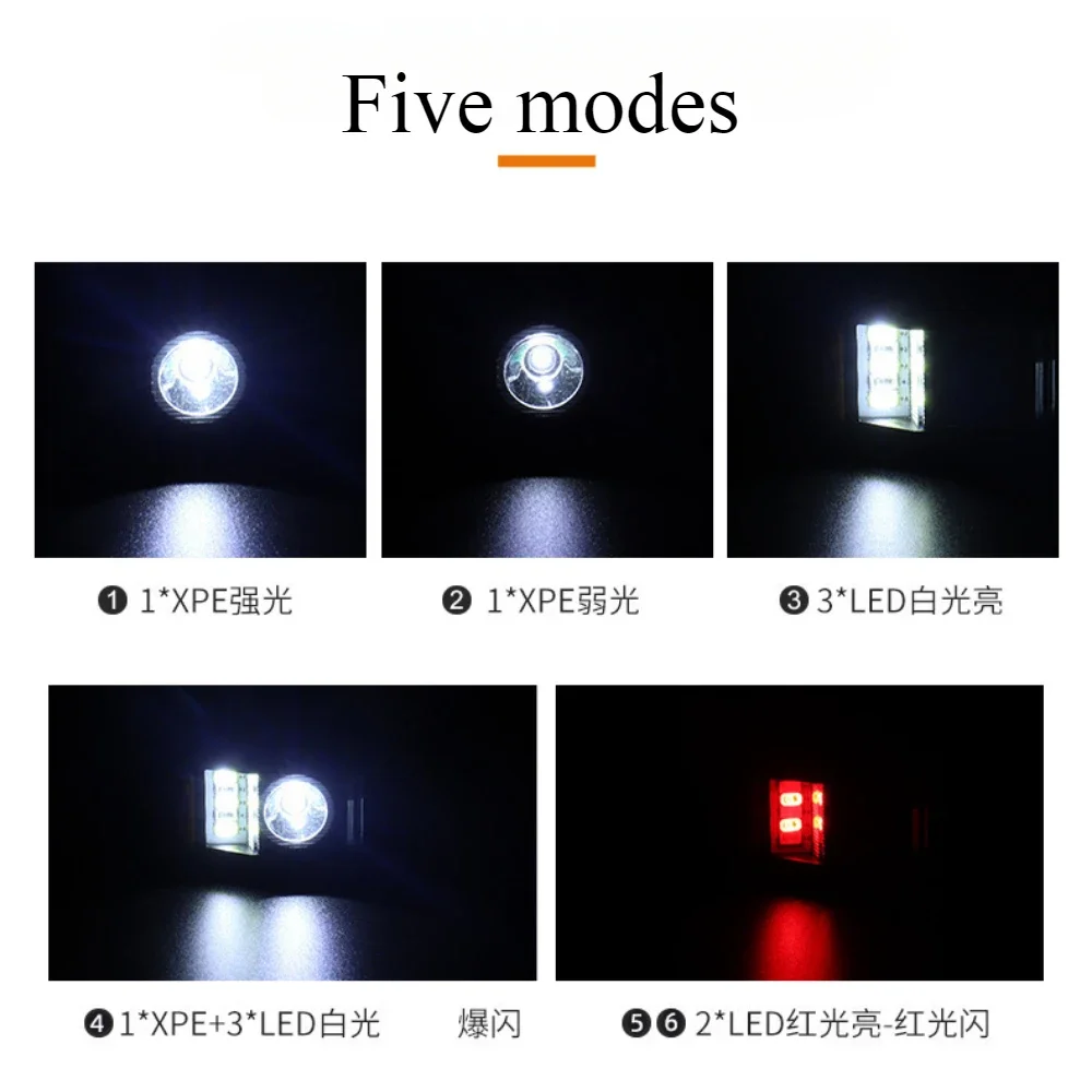 Wave Sensing Headlight LED Mini Smart Lightweight Headlamp Outdoor Running Night Fishing Red Warning USB Rechargeable Head Lamp