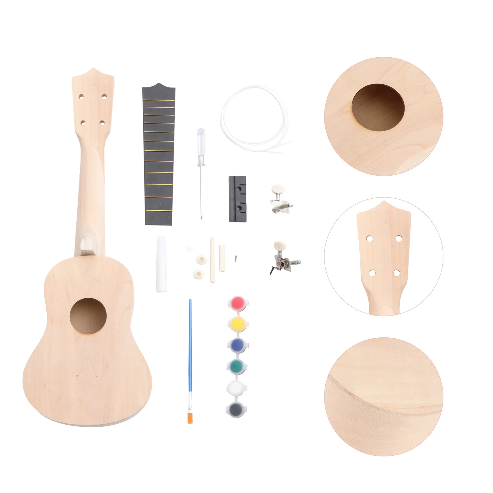 

1 set 1 Set 21 Inch Diy Ukulele Kit Cutaway Basswood Hawaii Musical Instrument Simple Kit For Child Parents Campaign Durable