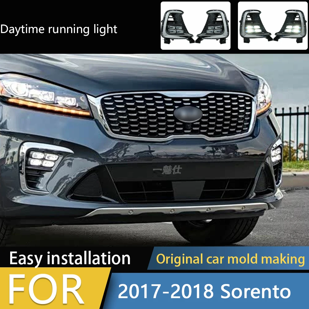 

July King LED Daytime Running Lights compatible for Kia Sorento SX Limited US version 2017 2018, LED 6000K Front Bumper Fog Lamp