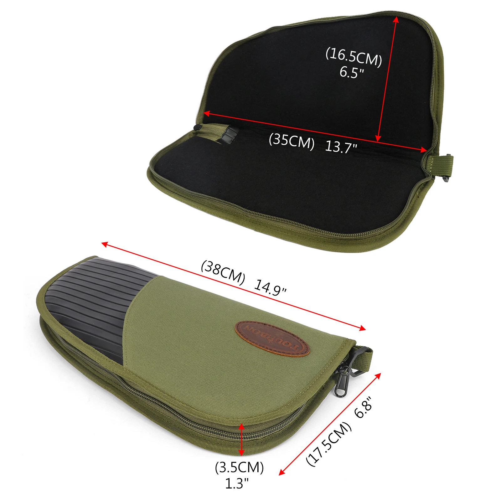 Tourbon Gun Zubehör Pistole Fall Tasche Pistole Träger Tasche Reiß verschluss grün Nylon dick gepolstert Schutz Holster – Detail 11