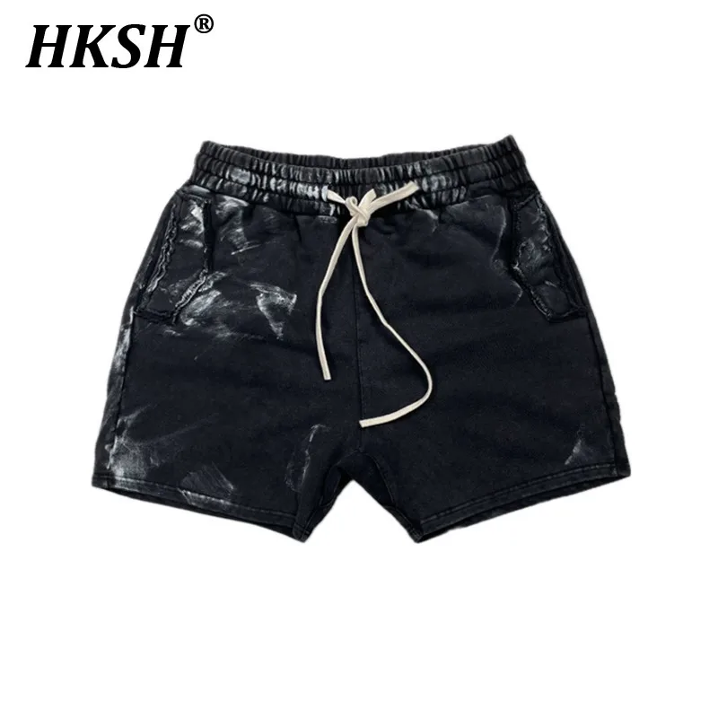 HKSH Men's Tide Original Cotton Tie Dyed Shorts Brush Looped Casual Loose Fit High Street Vintage Fashion Capris Chic New HK1567