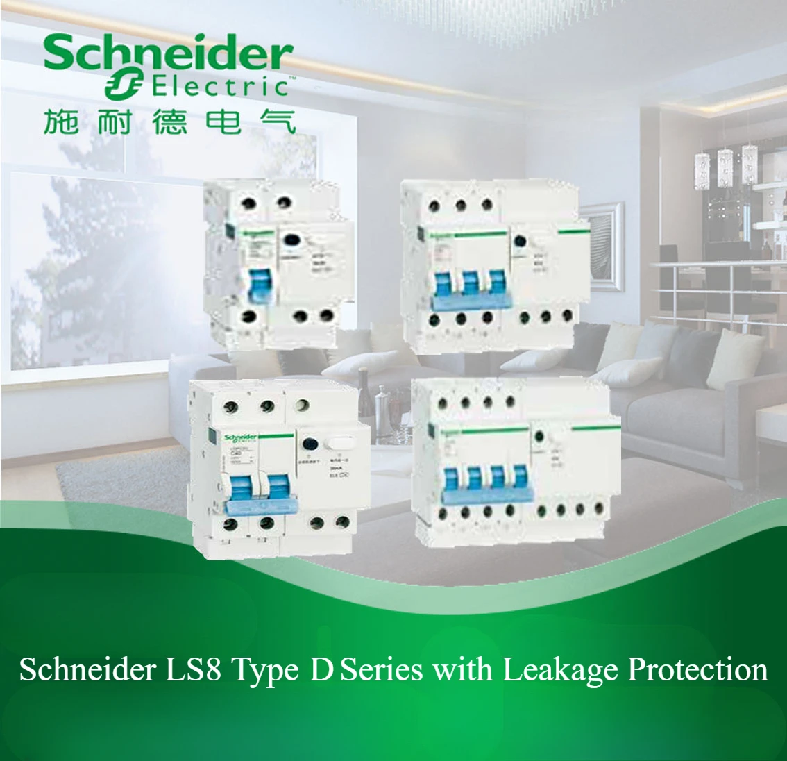 

Schneider LS8 TYPE D Miniature Circuit Breaker with Leakage Protection 1P 2P 3P 4P D6A D16A D25A D32A D40A D63A