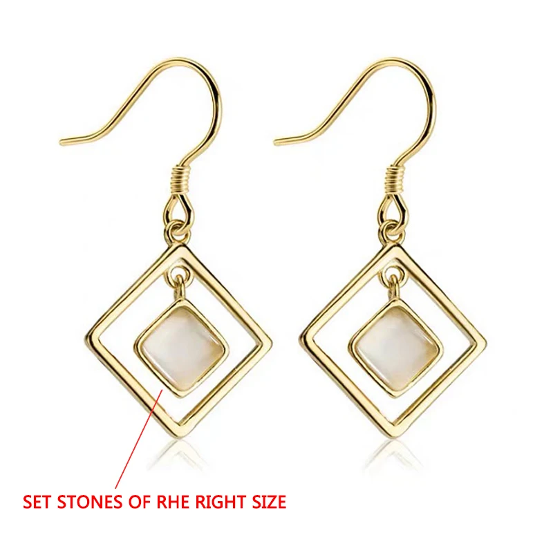 5x7 7x9 8x10 MM Ancient Gold-Plated Women Earring Ear Stud Pearl Tray Blank Base Setting Cabochon DIY Jewelry Making Accessories