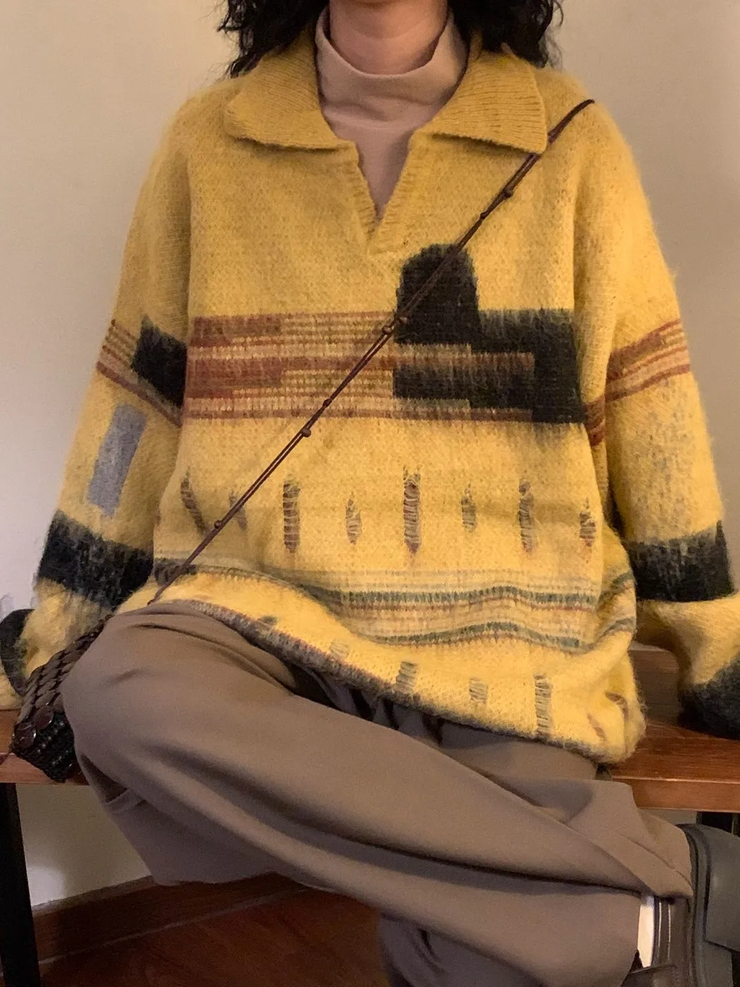 

American Sle Oversize Lazy Sweater ex Autumn Design Loose Couple Match Knitted irt Soft Faux Fur Fabric Casual Wear