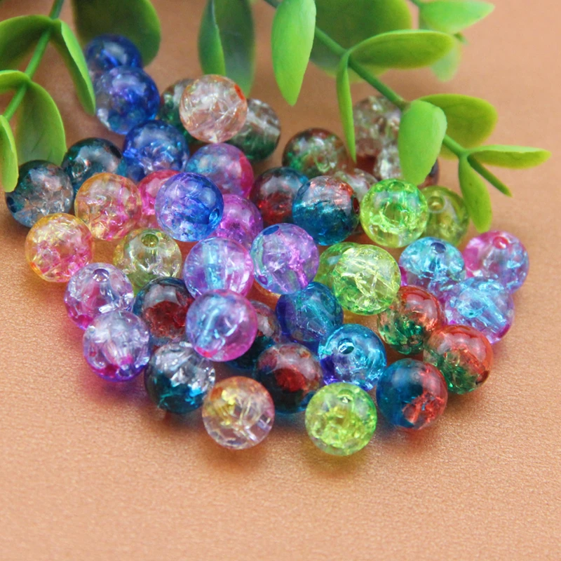 30Pcs Acrylic Round Crack Bead 10mm Spacer Beads For Jewelry Making DIY Bracelet Necklace Earring Crafts Handwork Materaterial