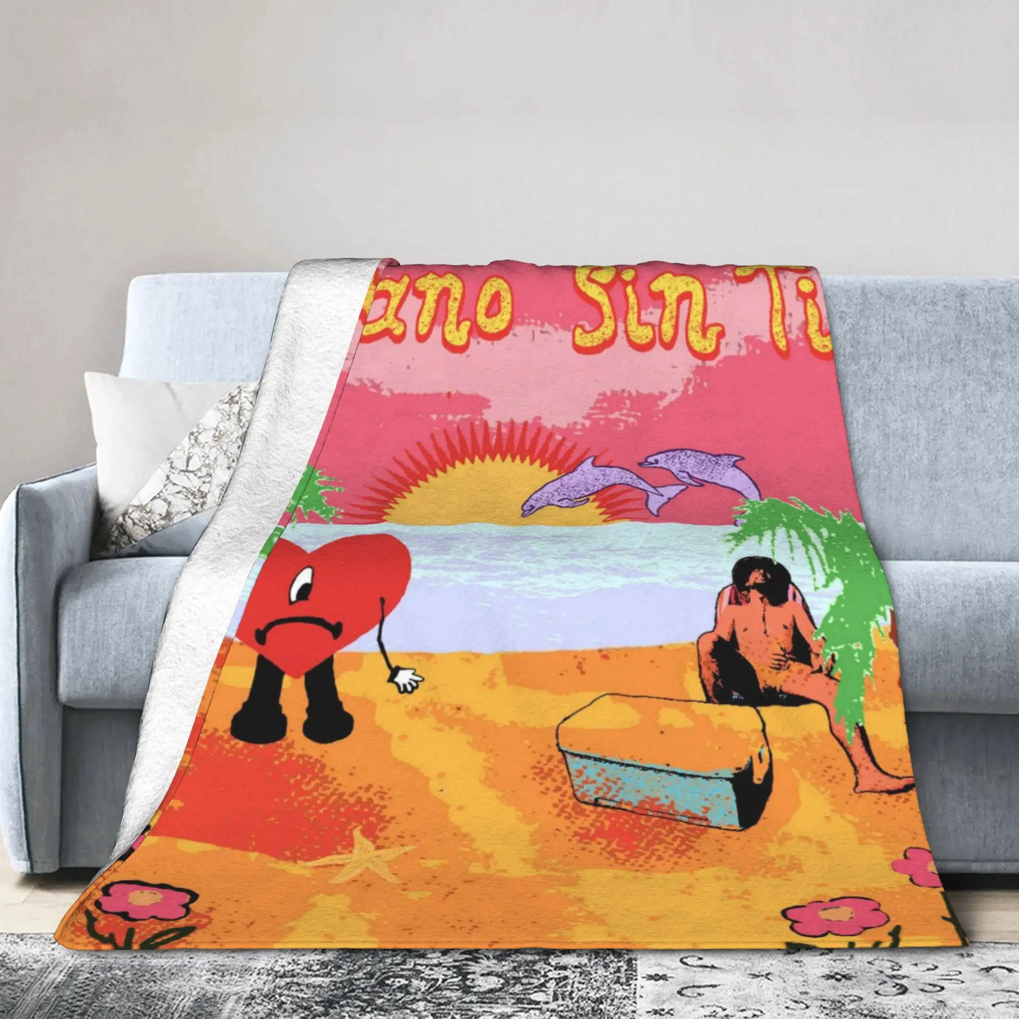 

Bad Bunny Blanket Coral Fleece Plush Print Portable Lightweight Thin Throw Blankets for Sofa Car Quilt