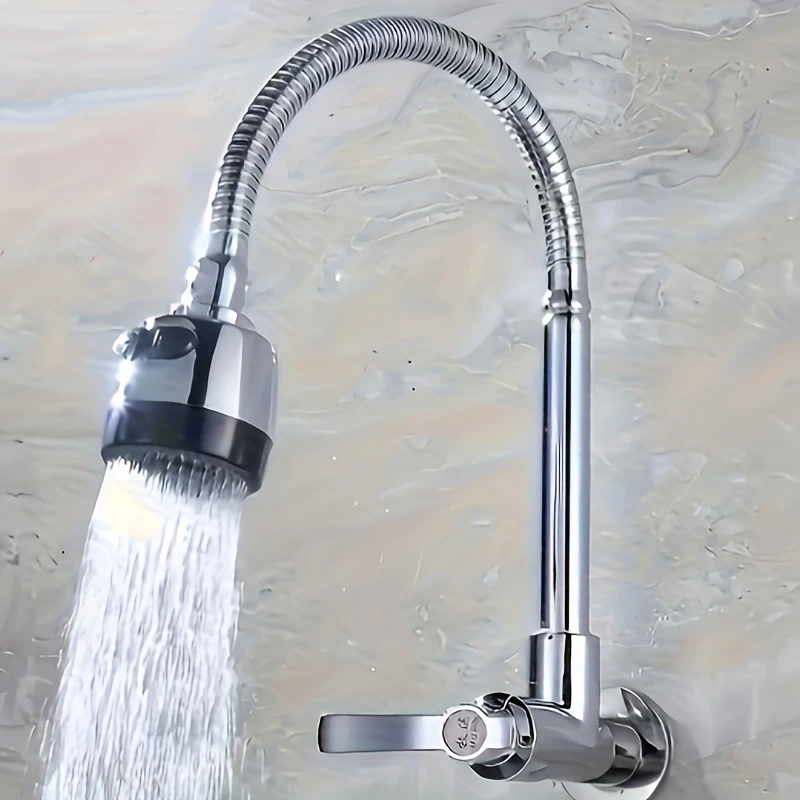 

Rotation Basin Faucet Cold Water Taps With Filter Plastic Balcony Bathroom Kitchen Faucet Single Handle Wall-Mounted Sink Tap