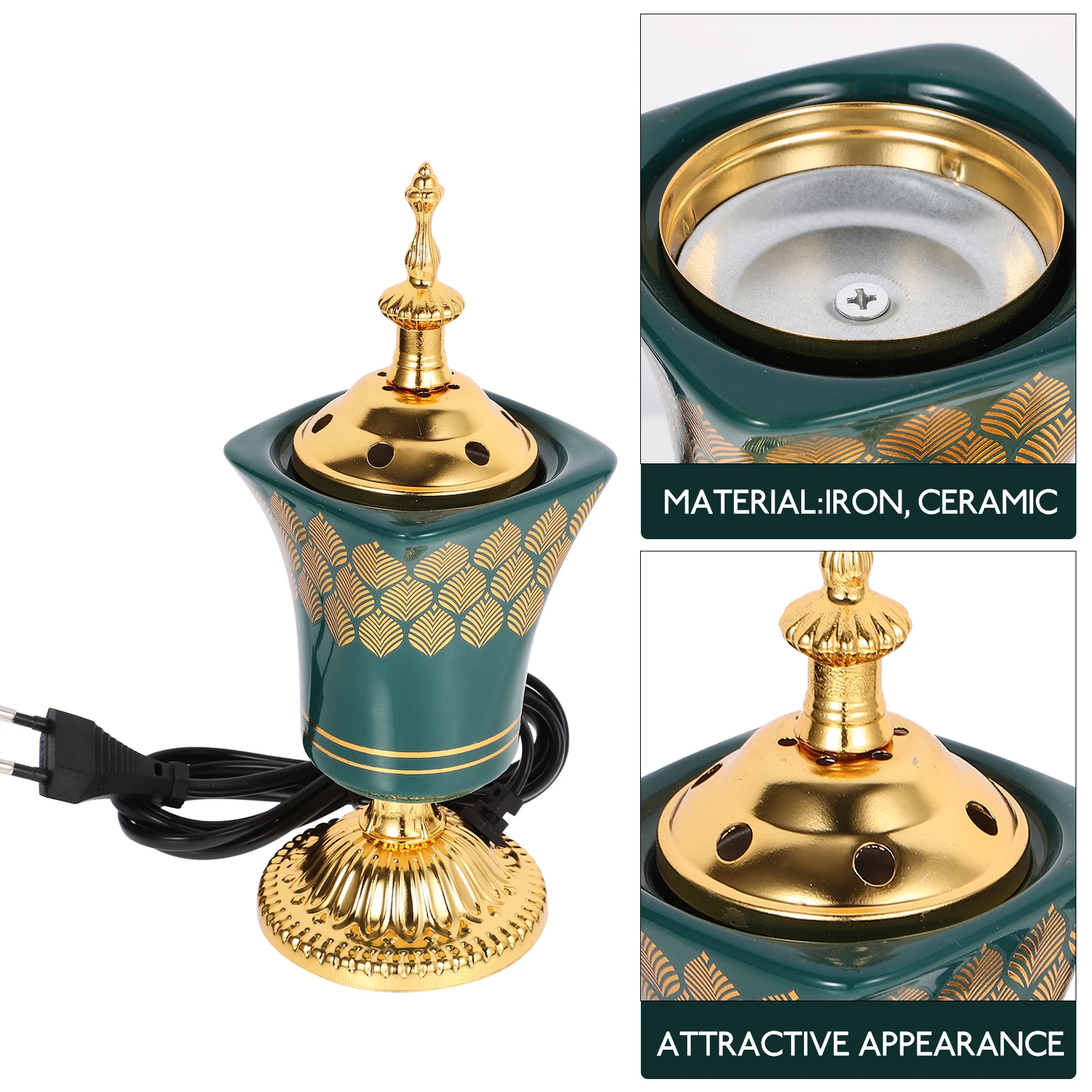 

Electric Incense Burner Plug In Ceramic Metal Home Decor Burner For Office Yoga Room Retro Stove Holder Reusable