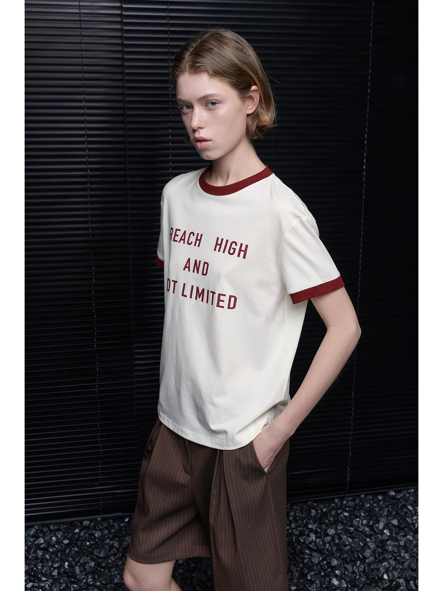 

Summer New Women's Loose Fit Cotton T-Shirt Short Sleeve Color Block Letter Print Street Style Casual Top plus Size