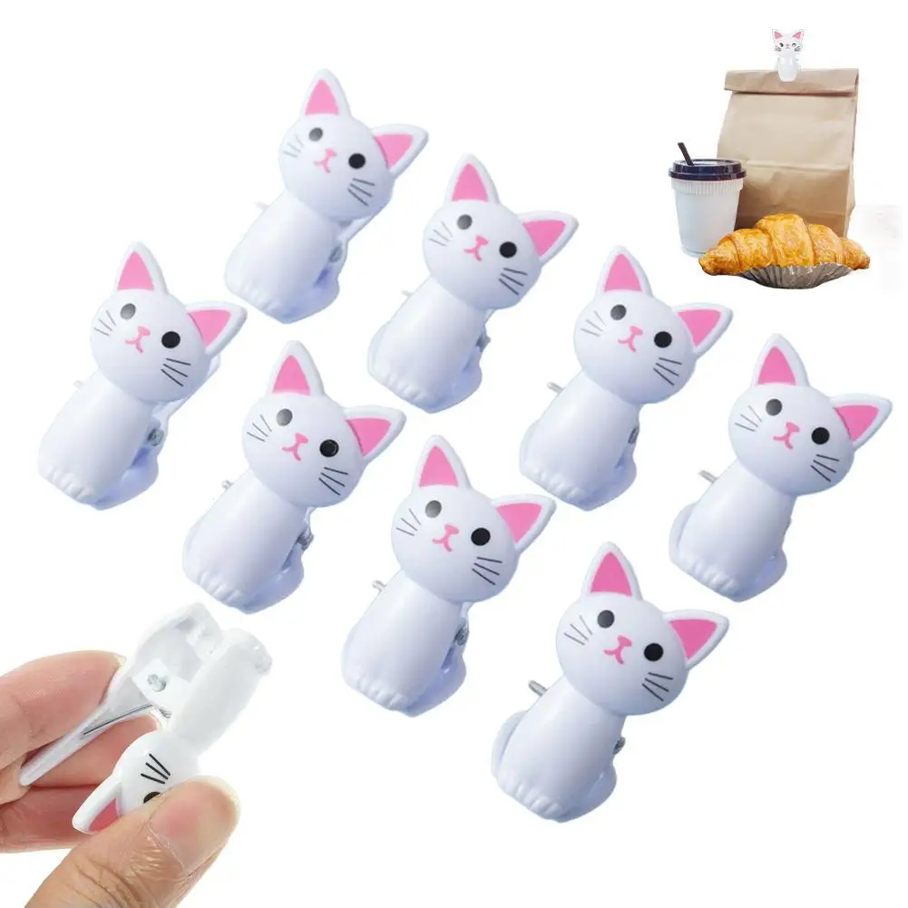 Cat Shape Food Sealing Bag Clips Plastic Hanging Clothes Sock Clamps Office Desk Clip Photo Message Snack Storage Clamps