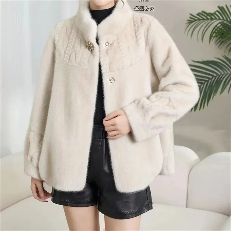 2025 inverno nova jaqueta tipo vison casaco de pele feminino engrossar gola alta outwear curto vison veludo outwear senhoras moda casaco