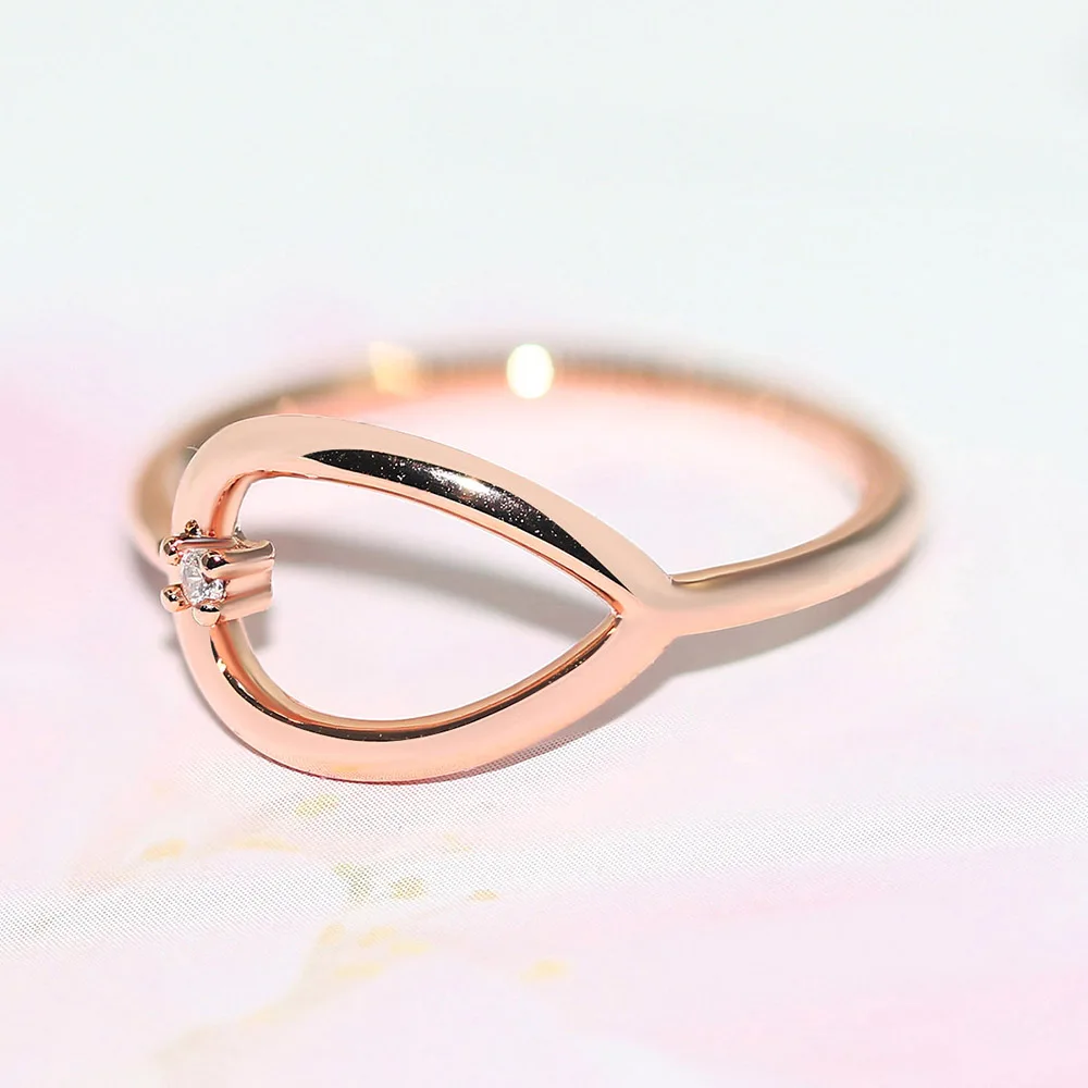Hollow Out Circle Rings For Women Unusual Personality Rose Gold Color Zirconia All Size Dating Party Rings Fashion Jewelry R843