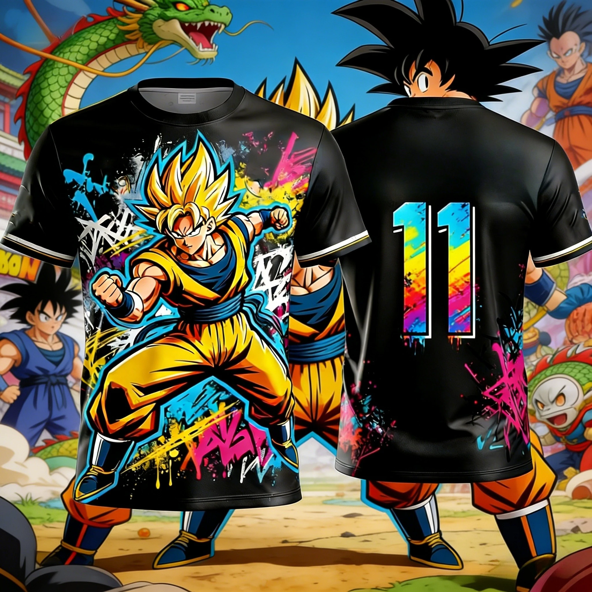 

Новая футбольная футболка унисекс 2026 года с 3D-принтом Dragon Ball Goku для взрослых мужчин и детей, аниме-футболка, специальная футбольная форма №11