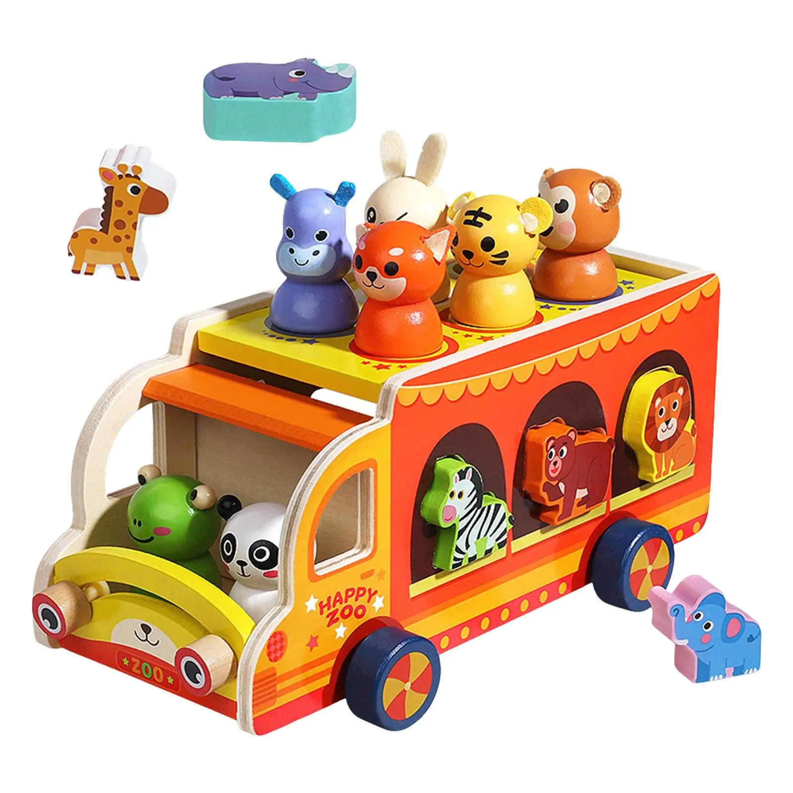 Animal Shape Sorting Truck Toy Educational Sorter Car Toys for Hand Eye Coordination Imagination Fine Motor Creativity Focus