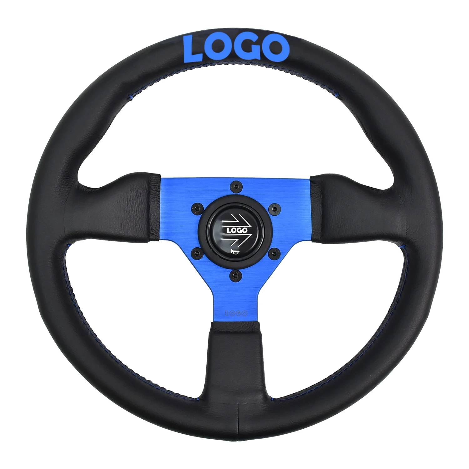 

Blue Embroidery Black Steering Wheel For Moo 310MM With 40MM Deep