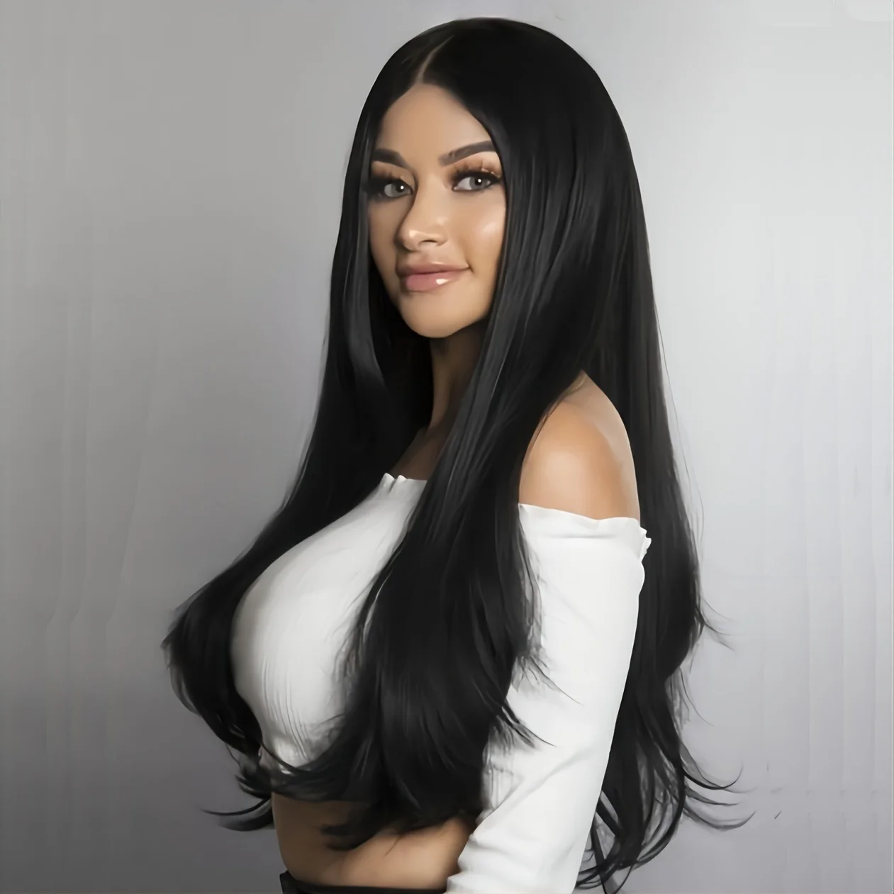 Women's Wig Black Long Straight Wigs for Women/Girls/Afro Natural Synthetic Hair Middle Part Non-Lace Wig Party/Costume Dark Bro