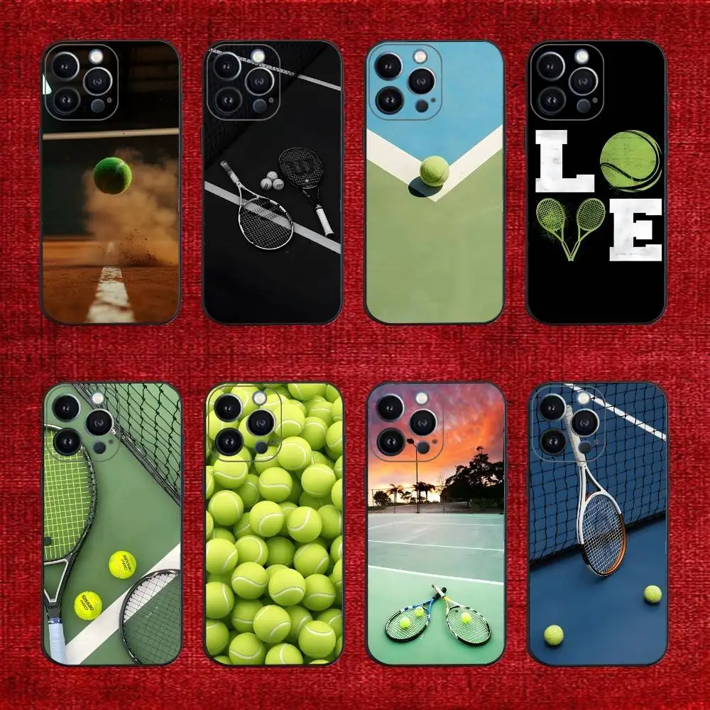

Sports Tennis Phone Case For iPhone 17,16,15,14,13,12,11,Pro,Max,Plus,E,SE4,Air,Mini Black Cover