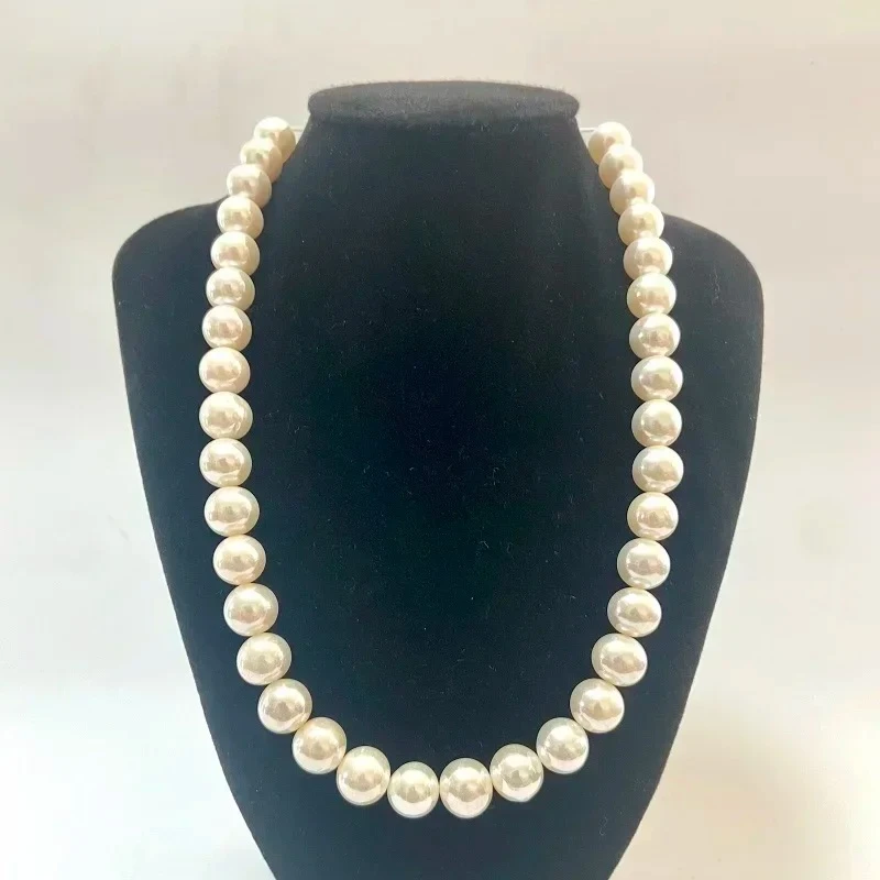 

Charming 12-13mm Natural White Pearl Necklace, 925 Sterling Silver Clasp, Romantic Jewelry for Women