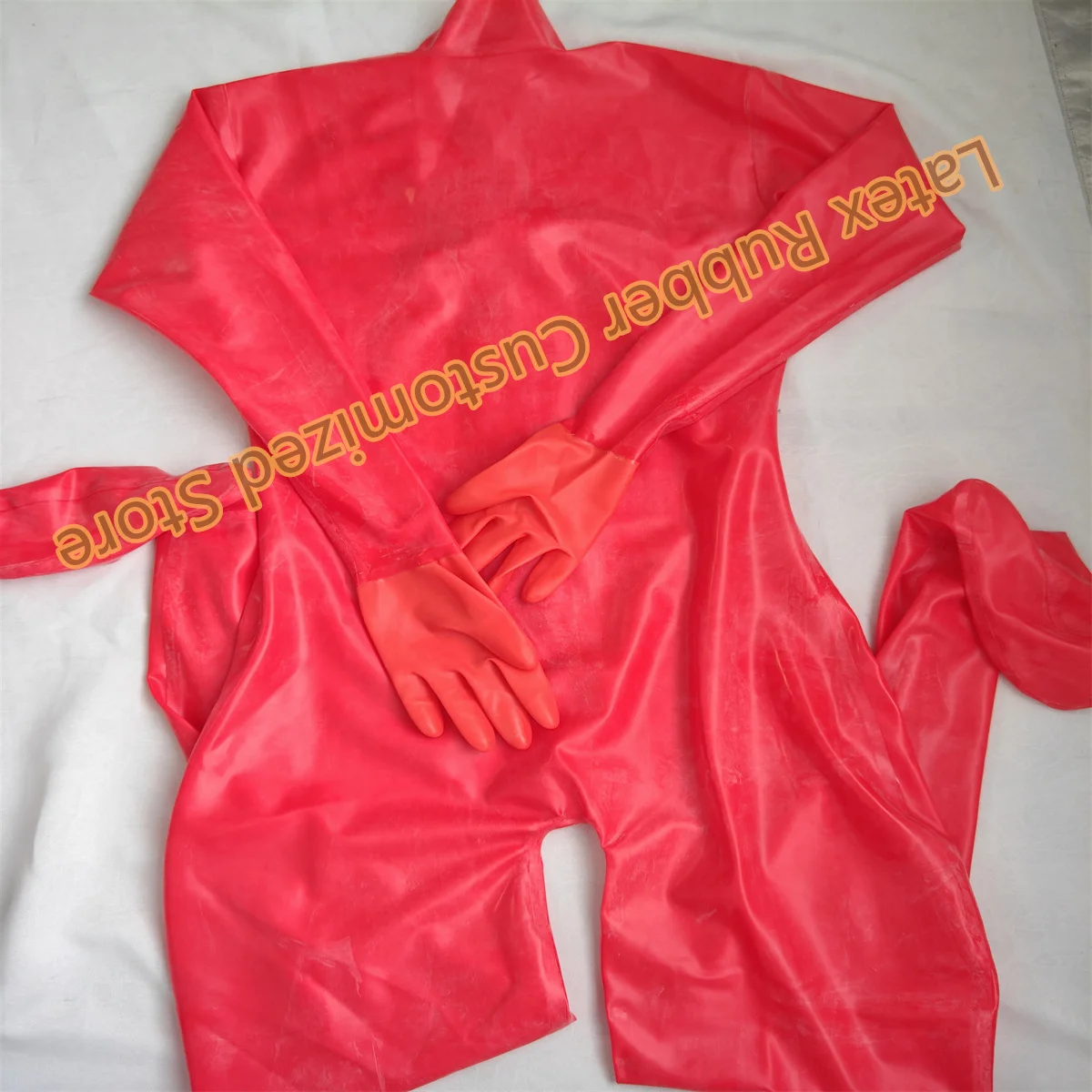 Handmade Sexy Lingerie Latex Catuit Rubber Bodysuit Red with Socks Gloves for Women Plus Size Custom Made