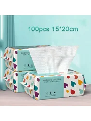 Disposable Face Towel,2 Pack 200 Count Ultra Soft Thick Wash Cloths for Adults and Baby,  Dry Wipes for Washing and Drying