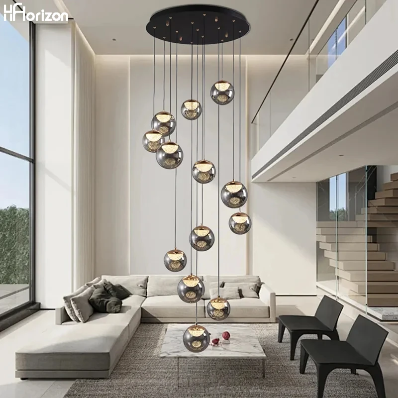 

Nordic Designer Gold Glass Ball Chandelier Indoor Decor Pendant Lamp Luxury Living Room Kitchen Ceiling Dining Room LED Lighting