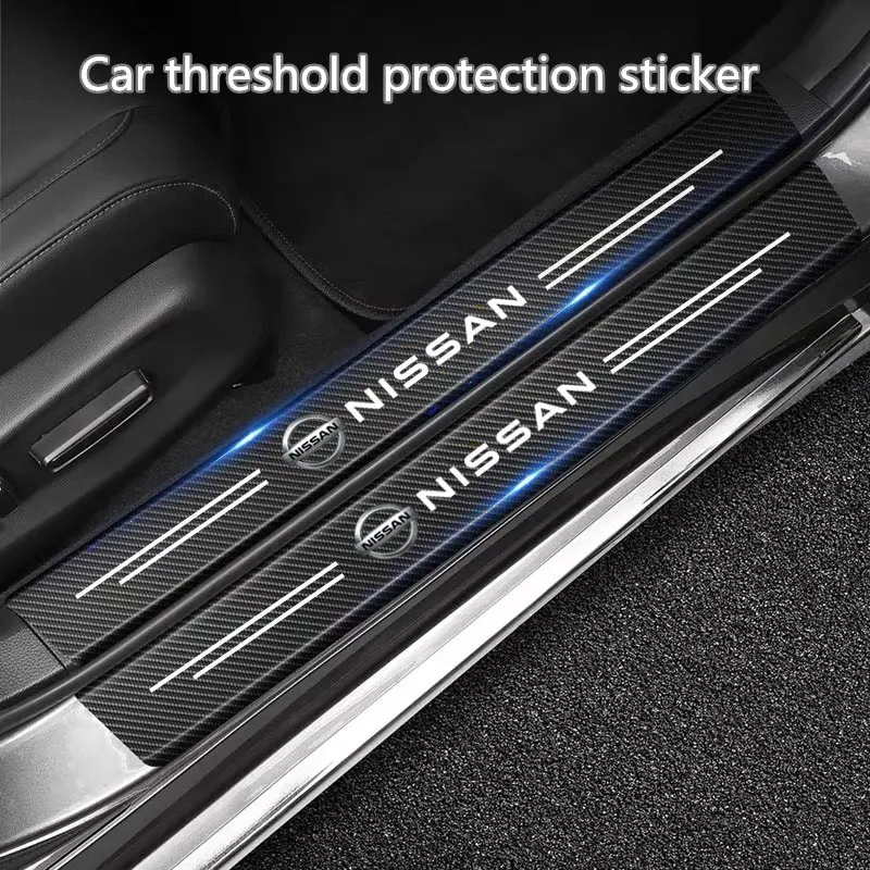 Car Threshold Stickers Carbon Fiber Protective Film For Nissan J10 X-Trail Qashqai Juke Leaf Micra NOTE Patrol Pulsar NISMO