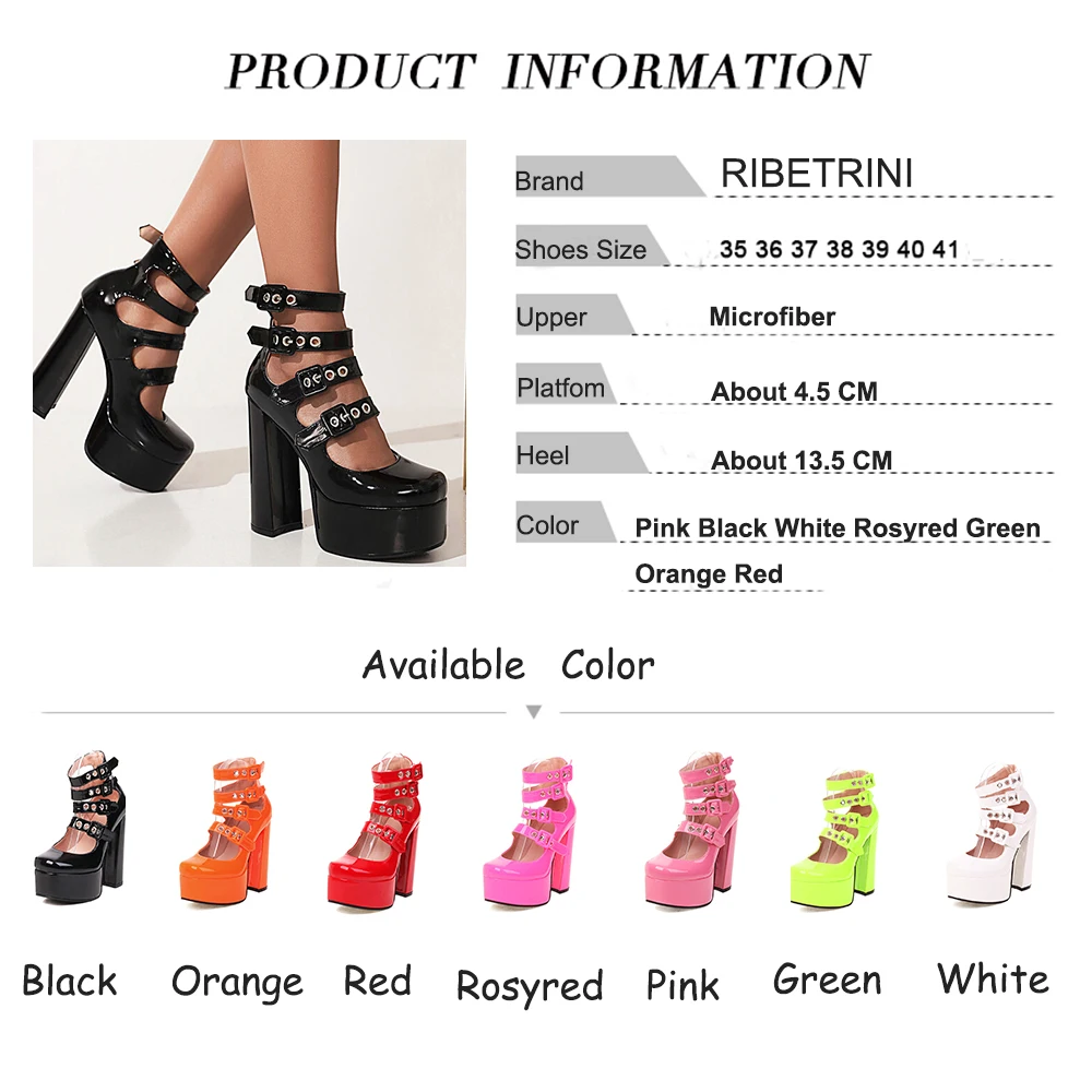 Brand Luxury Platform High Heels women\'s Pumps Chunky Punk Goth Dress Cosplay Buckle Fashion Sexy Spring Summer Shoes Ladies