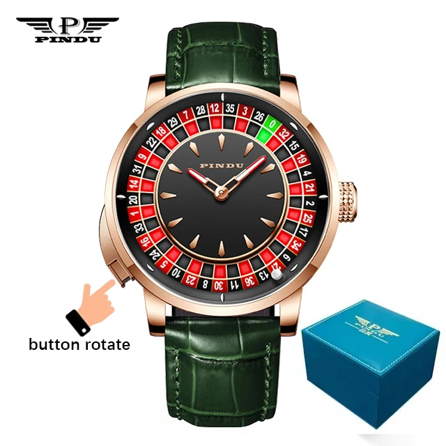 PINDU Horloge Topmerk Luxe Verbeterde Versie Knop Roulette heren Mechanisch Horloge Roestvrij Staal NH35A Saffierglas Horloge