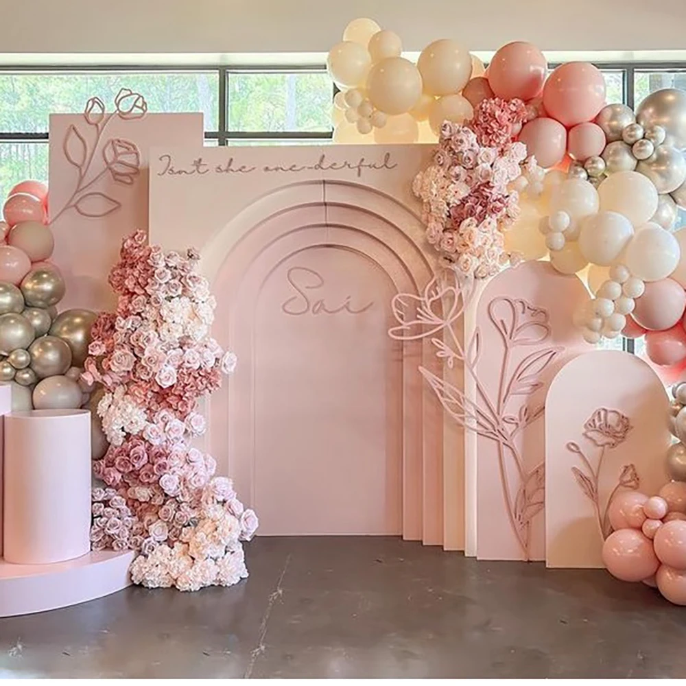 Cute Balloon Floral Door Backdrop Wedding Open Arch Backdrop Flowers Decor