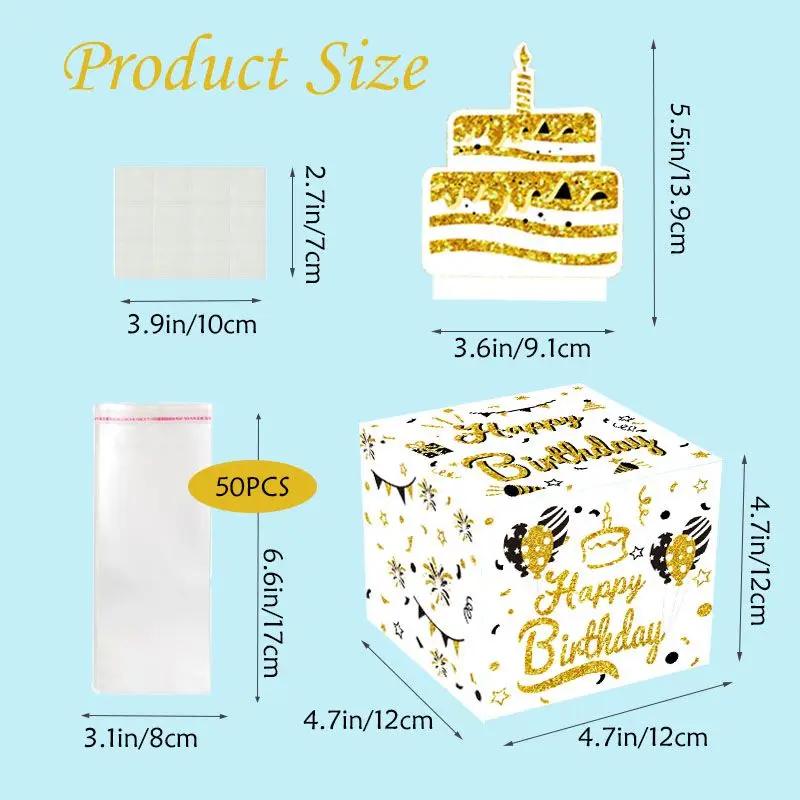 Birthday Money Box for Cash, White Surprise Box Explosion Gift for Men, Billionaire Money Holder with Pull Out Card DIY Set