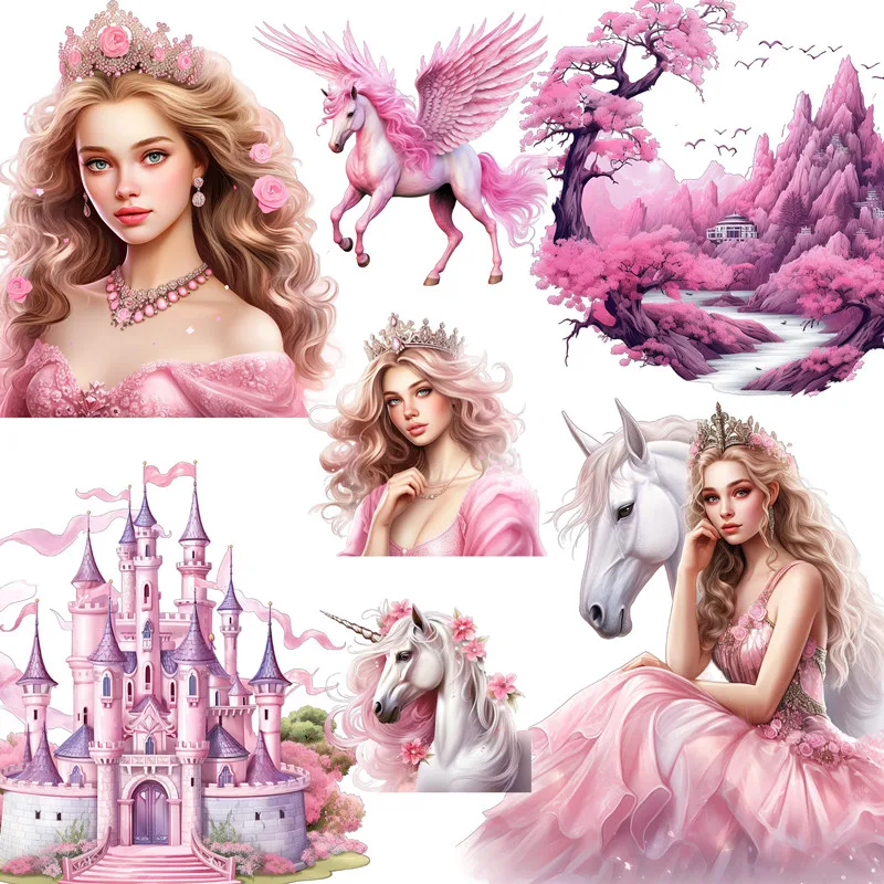 

12Pcs/Pack Pink Princess Unicorn Sticker DIY Craft Scrapbooking Album Junk Journal Decorative Stickers