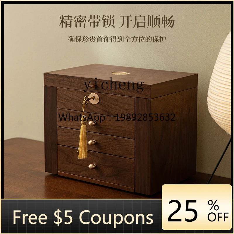 L2-3  Jewelry Storage Box High-end Wooden Jewelry Cabinet Multi-layer Lockable Jewelry Earrings Necklace