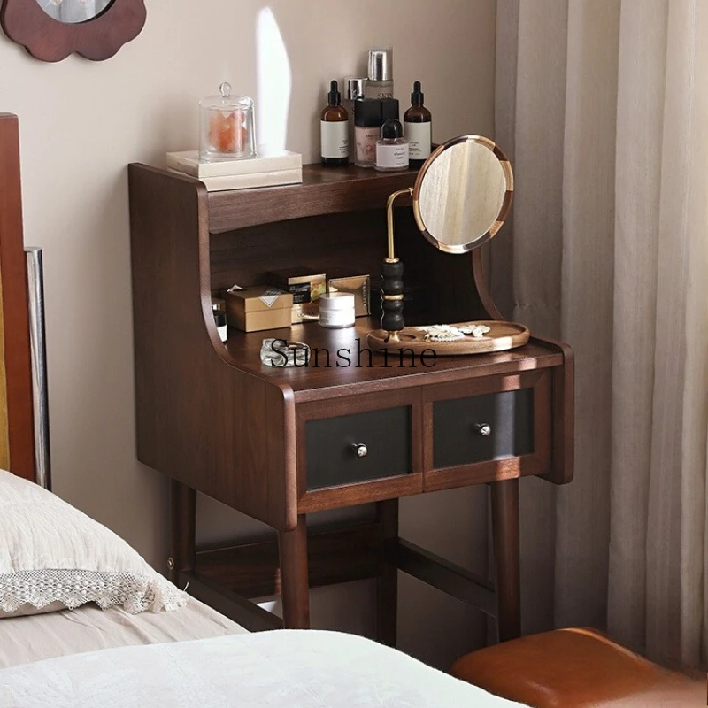 

Retro solid wood master bedroom bedside cabinet small apartment desk locker