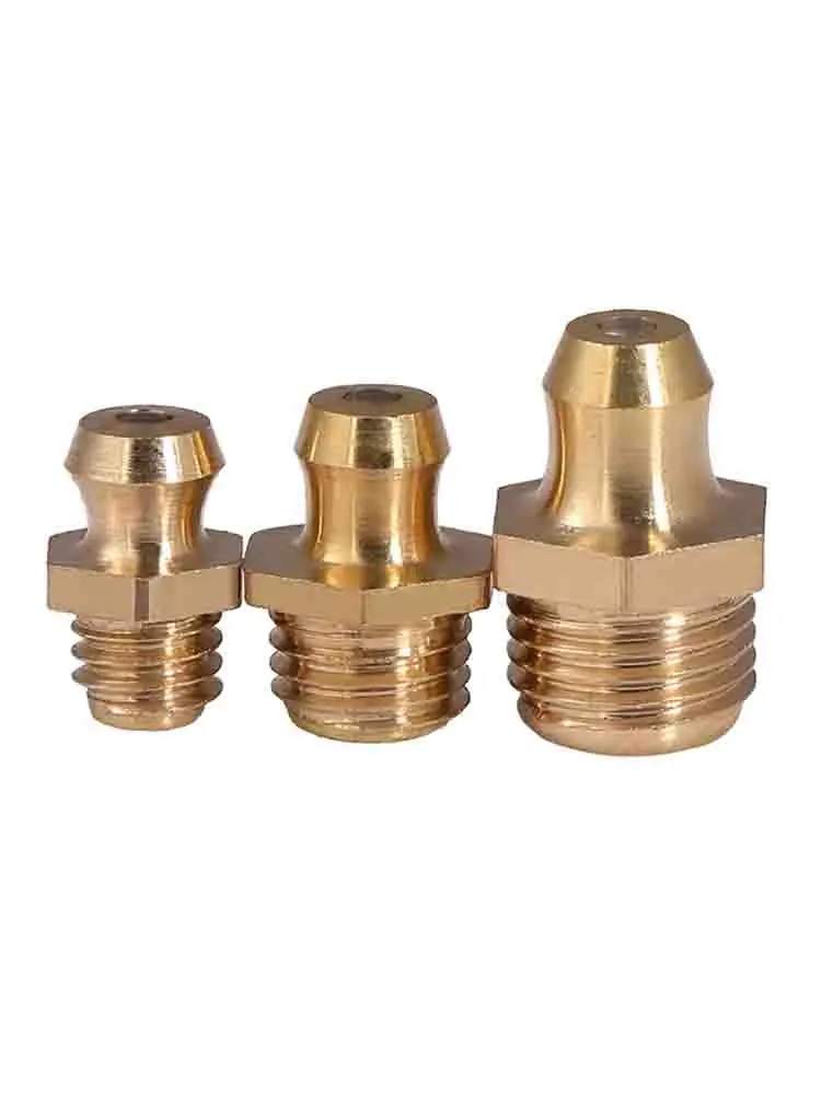 5 Pc Brass Hydraulic Grease Nipple Fittings Straight 45/90/180Degree Copper Oil Mouth Elbow Type Oil Zerk Fitting for Grease Gun