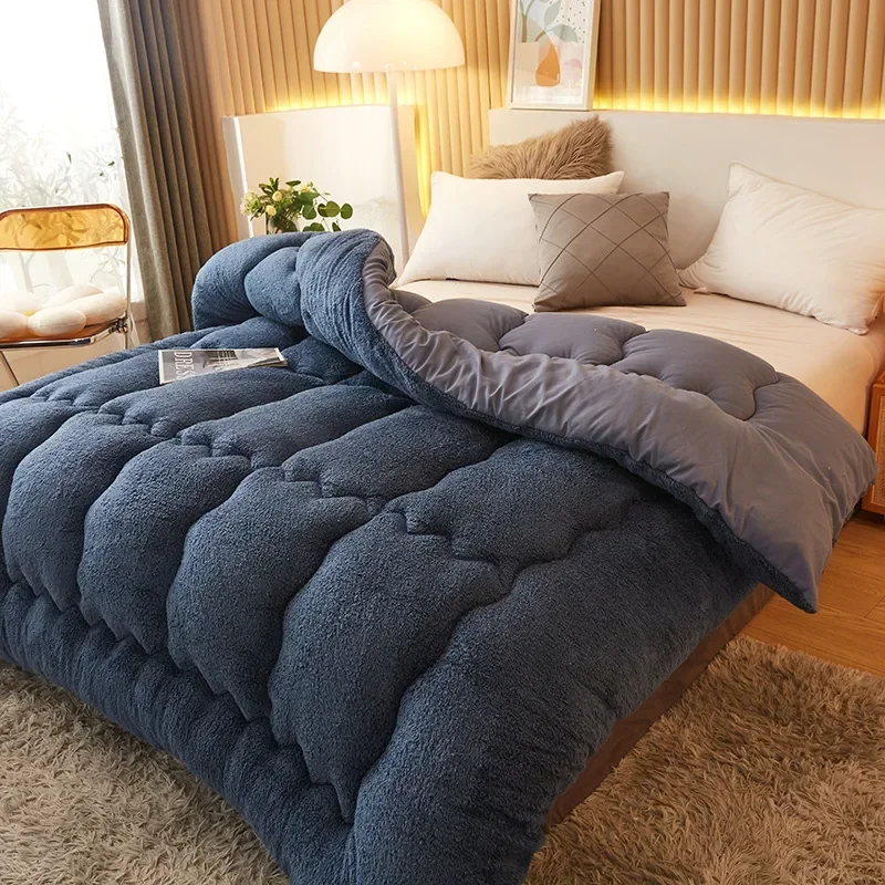 Thickened Lamb Wool Winter Duvet Skin Friendly Warm Household Quilting Blanket Single Double Velvet Spring and Autumn Comforter